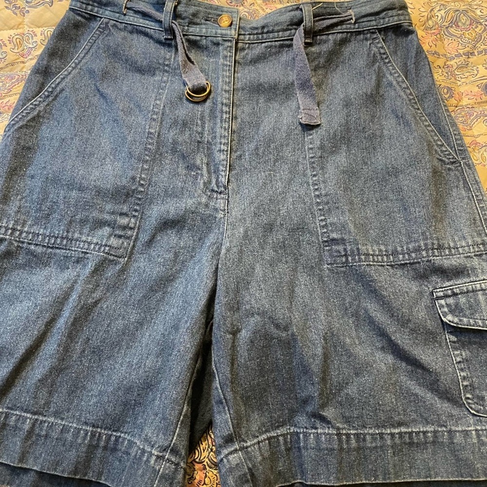 Talbots Indigo Denim Cargo Shorts with D-Ring Detail